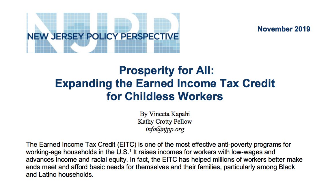 New Jersey Policy Perspective (@njpolicy) on Twitter photo Happening today: NJPP is joining Sen. <a href="/JoeLaganaNJ/">Joe Lagana</a> & <a href="/ASWReyJackson/">Verlina Reynolds-Jackson</a> to announce new bills to expand the state's Earned Income Tax Credit (#EITC).
The announcement coincides with the release of a new report by NJPP's 2019 Crotty Fellow @Vineeta Kapahi from the <a href="/blousteinschool/">Bloustein School</a>. Happening today: NJPP is joining Sen. <a href="/JoeLaganaNJ/">Joe Lagana</a> & <a href="/ASWReyJackson/">Verlina Reynolds-Jackson</a> to announce new bills to expand the state's Earned Income Tax Credit (#EITC).
The announcement coincides with the release of a new report by NJPP's 2019 Crotty Fellow @Vineeta Kapahi from the <a href="/blousteinschool/">Bloustein School</a>.