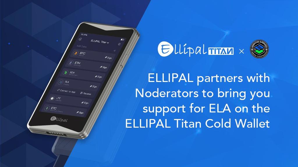 ELLIPAL and <a href="/Noderators/">Noderators</a> are happy to bring you $ELA support on Original ELLIPAL, ELLIPAL Titan and ELLIPAL App!!! 😊

We really appreciate the community's patience and hope you will enjoy the airgapped cold storage for $ELA. #mostsecure

ellipal.com 

<a href="/Elastos_org/">Elastos_org</a>