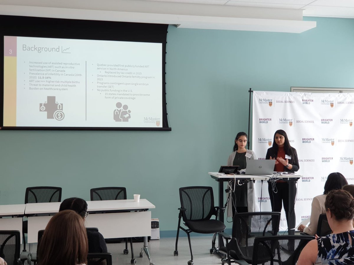 newfrontiershp's tweet photo. “Assisted reproductive technology and multiple birth rates in a North American context - a preliminary synthesis” - Tooba Fatima and Manika Bhandari, McMaster University #NFHP19 https://t.co/JXeNkEUGDG