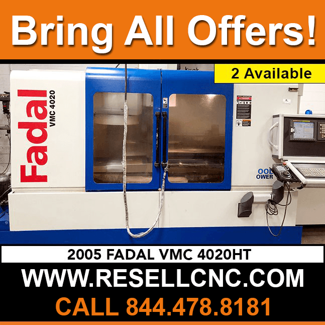 resellcnc's tweet photo. Bring All Offers - Fadal VMC 4020HT CNC Vertical Mill with Pallet Changer, 10,000 RPM, Rigid Tapping and more. https://t.co/oBZlcxZ44r #fadal #fadalcnc #cncmill #verticalmill #machining https://t.co/g7fysMih4y
