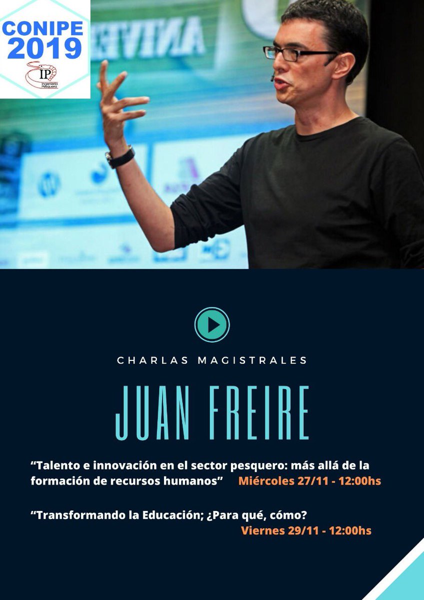 CONIPE2's tweet photo. Charla magistral del especialista @jfreire entre las actividades confirmadas del I Congreso de Ingenieria Pesquera #conipe #pesca https://t.co/gvlTWAMZ04