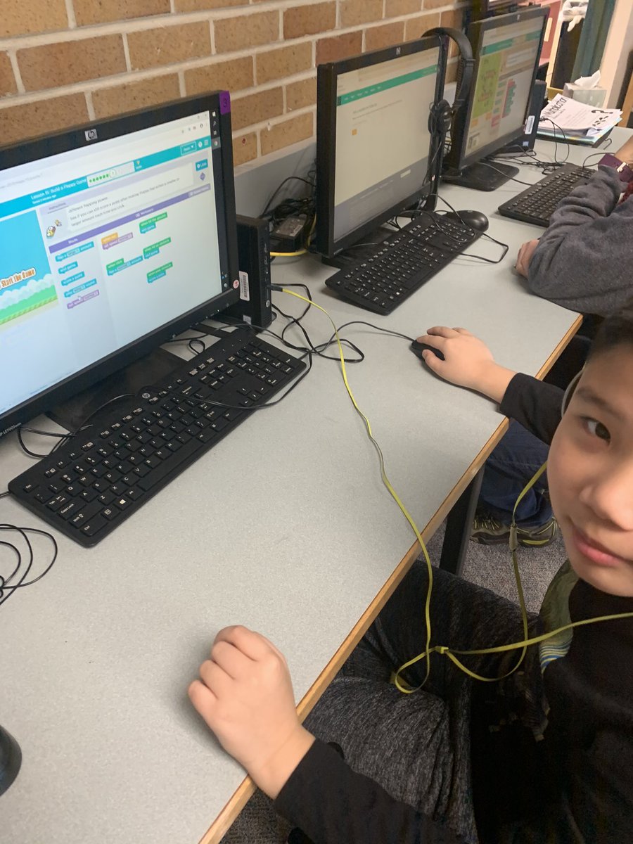 This student in Mr. D’s class was so excited to use events to code a Flappy Bird game! <a href="/codeorg/">Code.org</a> <a href="/CSforALL/">CSforALL</a>