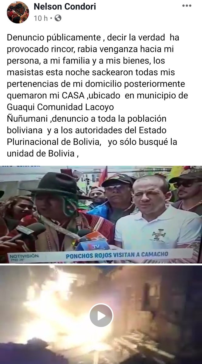 AledeBoli's tweet photo. “Somos unidos, Bolivia no se divide, no hay racismo”
"Queremos que se vaya el presidente Evo Morales porque se burló de todos, de los campesinos, de los indígenas y porque no cumplió con sus compromisos con el pueblo"
Y ahora es perseguido por decir lo que piensa. #EvoAsesino https://t.co/E2keUZ1Md0