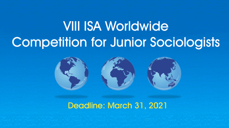 La Asociación Internacional de Sociología (ISA) anuncia la organización de la VIII Competencia Mundial de Sociólogos Junior. Más info: bit.ly/2rHVKN7