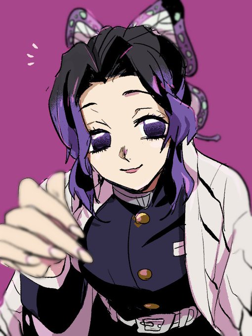 あるひのさんがTwitterに投稿した胡蝶しのぶ(鬼滅の刃)のイラスト。