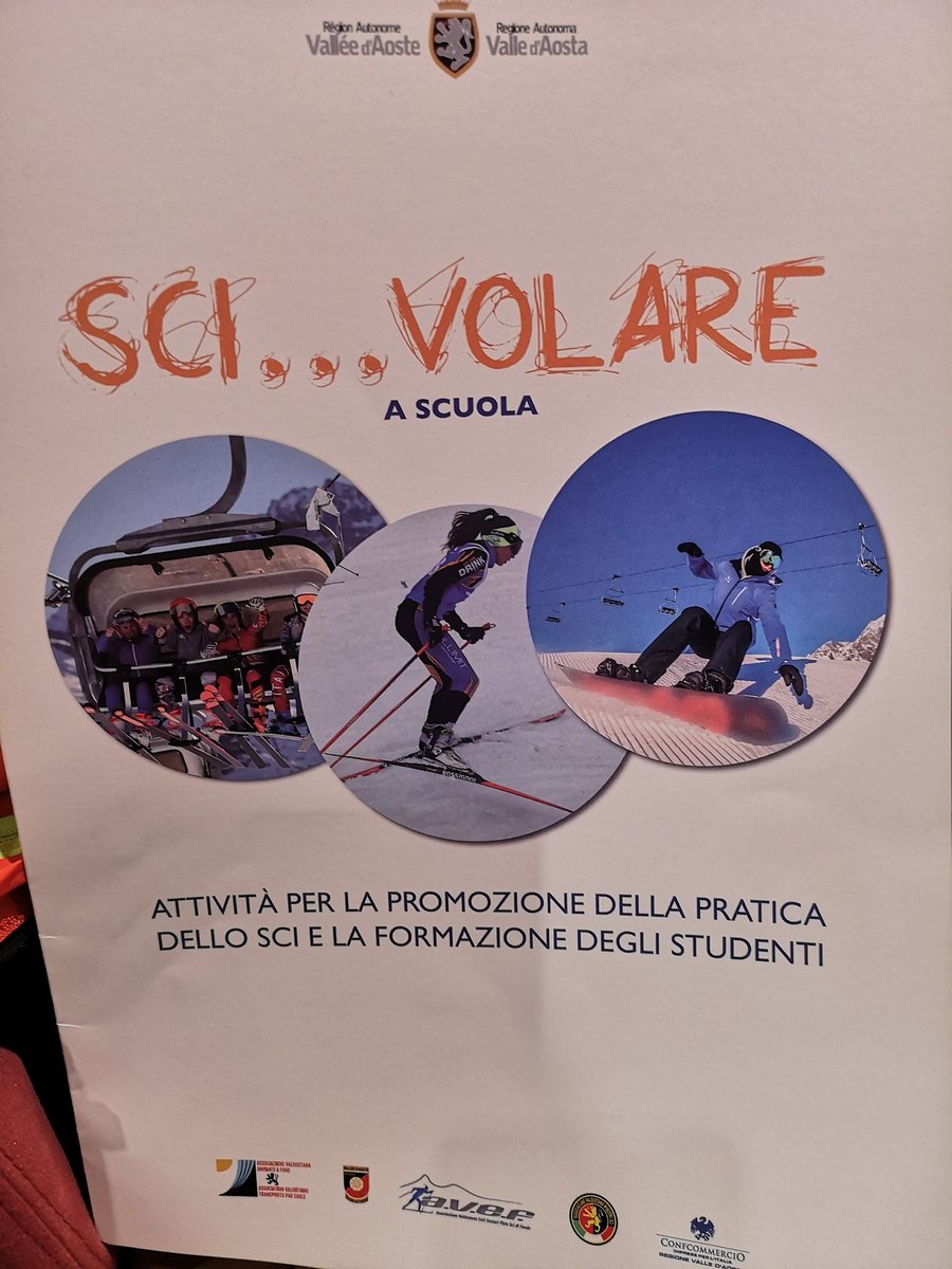 vdaufficiale's tweet photo. Si chiama Sci... Volare ed è il nuovo progetto che la Regione con Avif, Avef, @asivavda, maestri di sci e Confcommercio ha concretizzato per avvicinare i ragazzi al mondo della neve, degli sport invernali e della montagna con @PourTonino @luigibertschy @ChantalCertan @AChatrian https://t.co/J4scWjyVwA