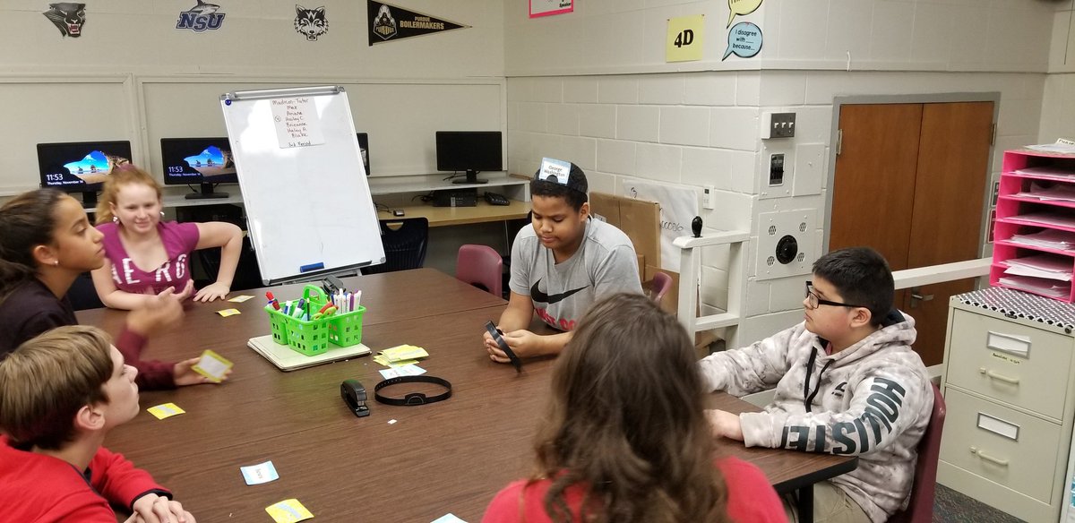 What do we do when half our class is out on a field trip? Play Headbands! Working on those Inquiry skills! 
Ex Interaction: Am I a food? Yes. Can you eat me? What? No, you just asked if you were a place and we said yes! <a href="/CRenfroe4EDU/">Carrie Renfroe, Ed.D</a> <a href="/FortKingMiddle/">Fort King Middle</a> <a href="/ryan_bennett16/">Ryan Bennett</a> #MCPS_AVID
