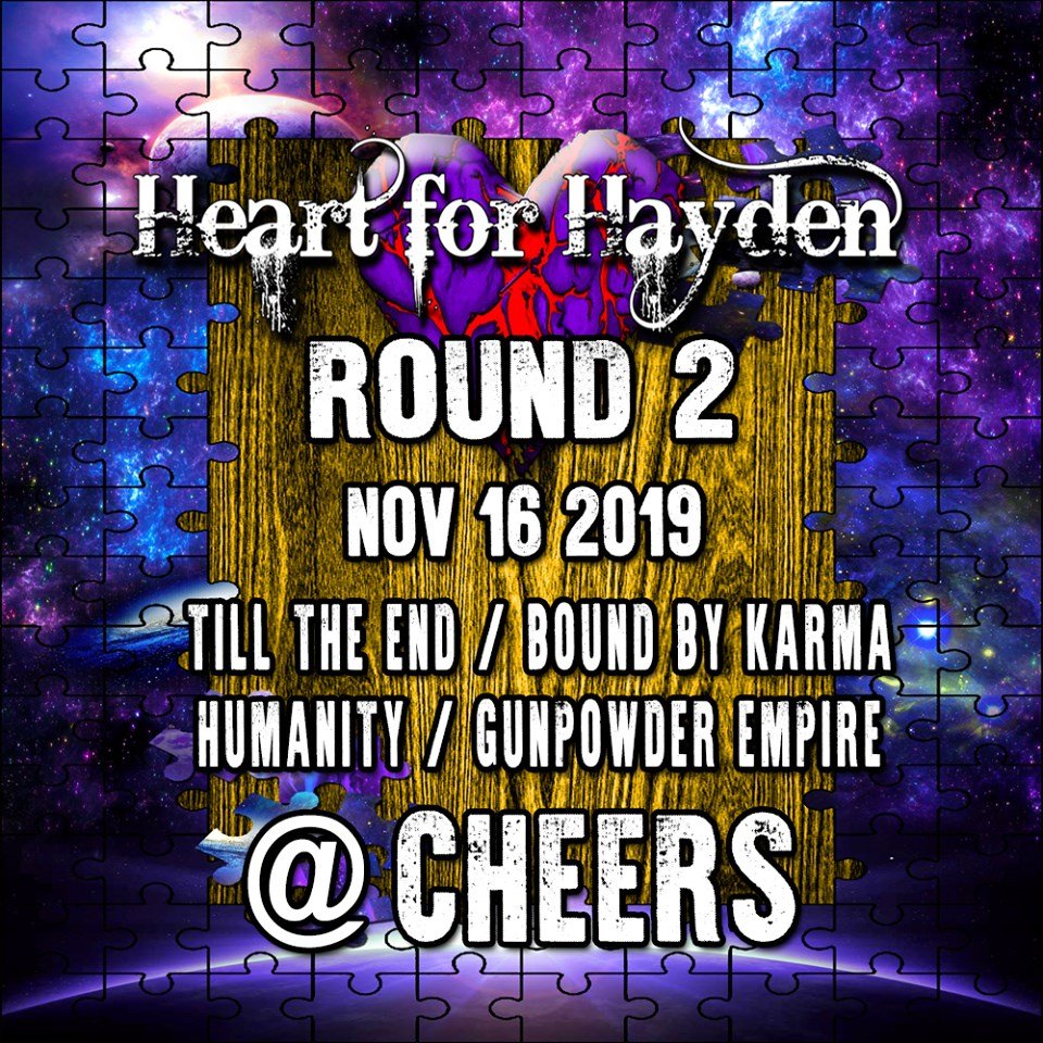 #HeartForHayden2019 Round 2 #Friday &amp; #Saturday Night <a href="/AtCheers/">@ Cheers</a> with 50/50 #raffle for <a href="/JudisHouse/">Judi's House/JAG Institute</a> &amp; 6 #LiveBands. #Vote for the #band that should advance to Semi Finals! Click atcheers.club for #roc info #Denver #Northglenn #Lodo #ColoradoEvents #livemusic #localmusic