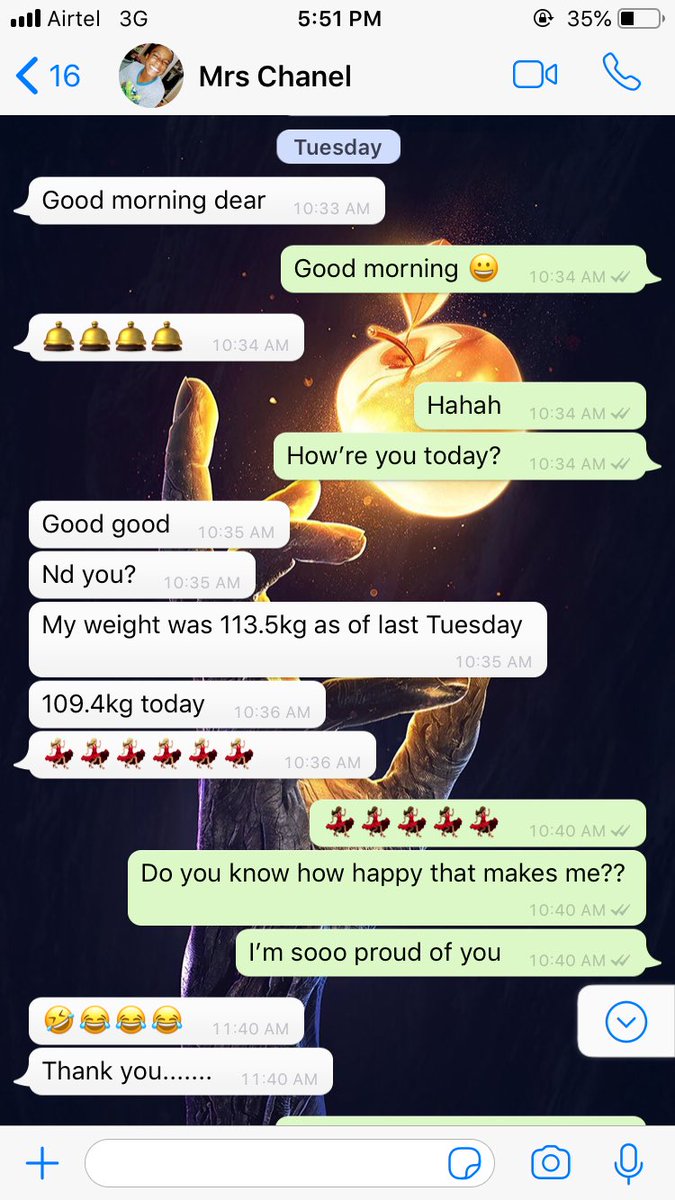 Another testimony from another client who successfully lost 4kg after just a week of using a weightloss plan I curated for her. I’m so proud of my clients and how hard they work. This is what I do and I do it well, let me help you reach your weightloss goals  I’m a DM away   https://twitter.com/Kv_bby/status/1184895182464077824