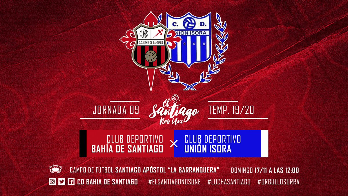 bahiadesantiago's tweet photo. J 9 Próxima Parada.
📆 17Noviembre
⏲️ 12:00
🏟️ Santiago Apóstol "La Barranquera"
🆚 Unión Isora
TE ESPERAMOS AFICIÓN 🙌
#elsantiagonosune #gol #surras #elorgullodeunpueblo #playadesantiago #lagomera #futbolgomero #futbolregional https://t.co/9pM2BFzod5