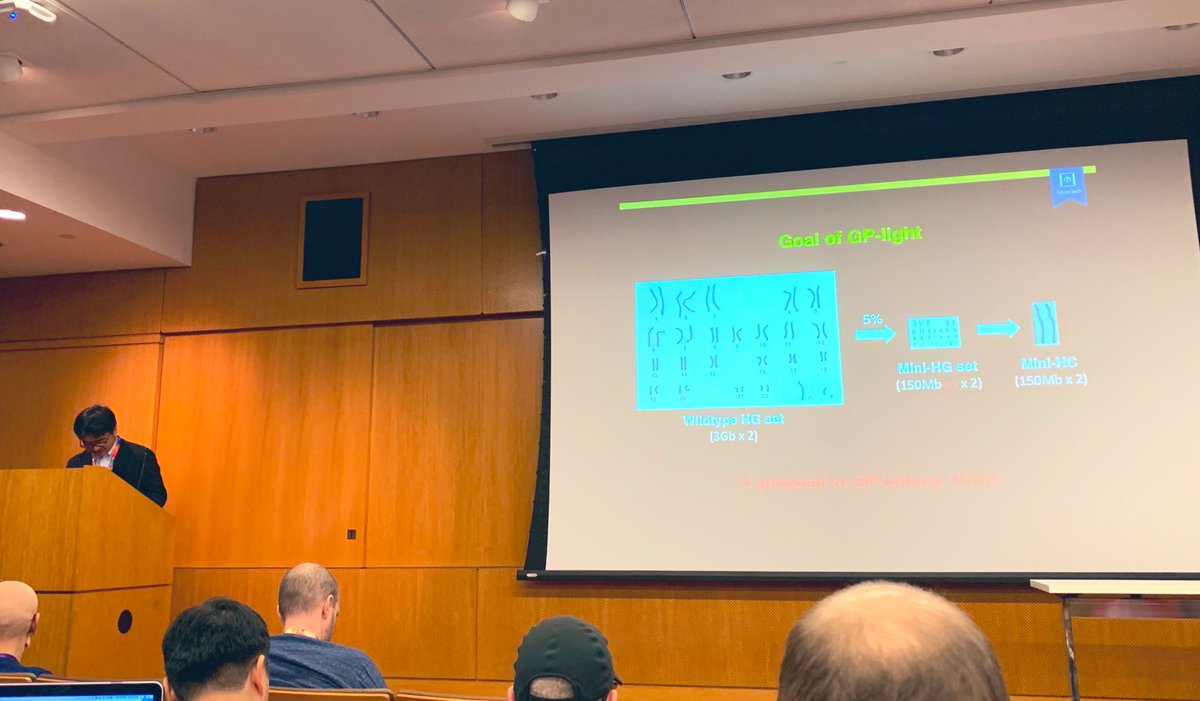 ProfTomEllis's tweet photo. Yas Aizawa from Tokyo Tech showing amazing first progress on a project to make a short essential human genome for cell culture #gpwrite2019 https://t.co/xLVAoBdA8A