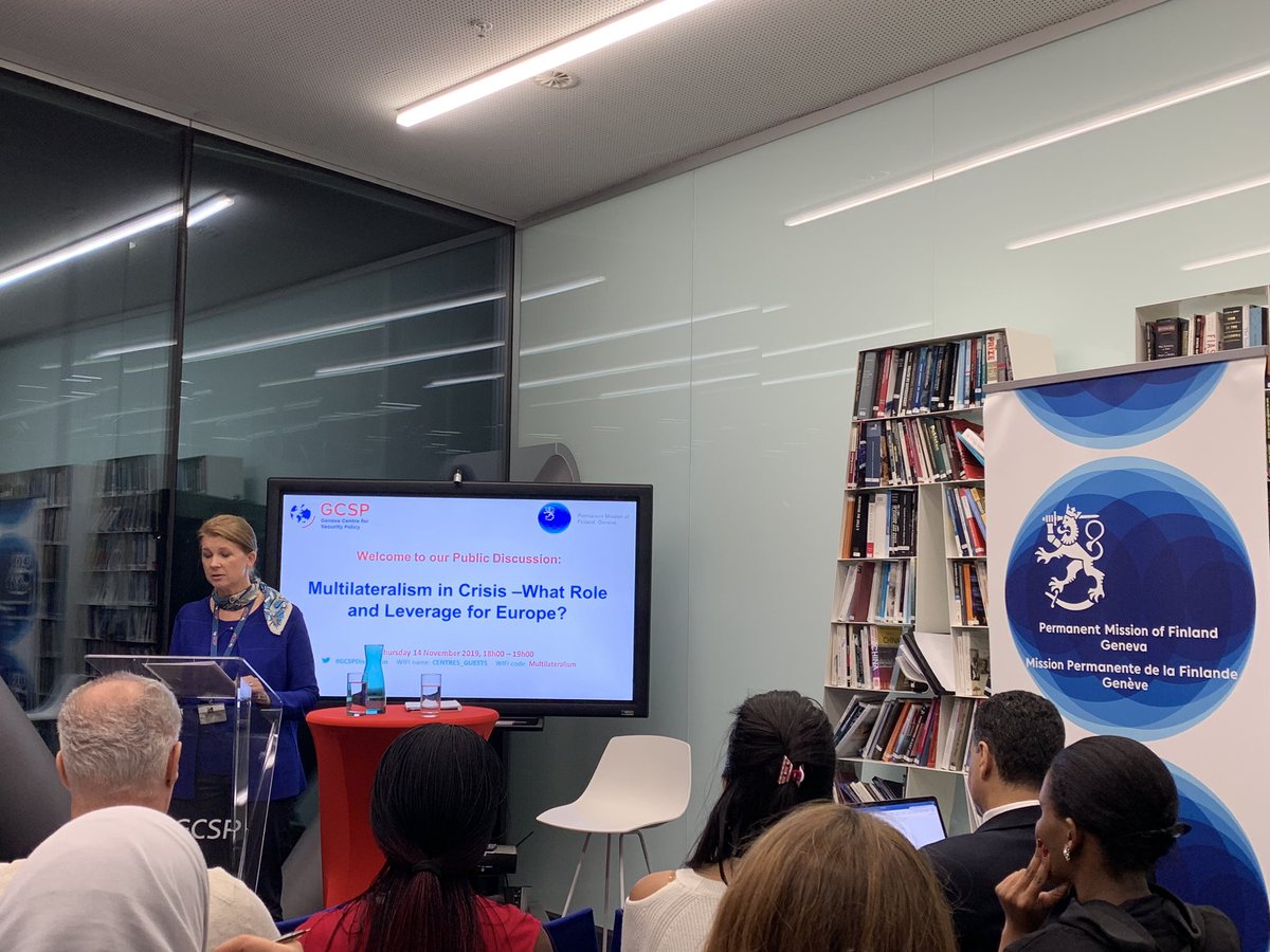 CristiOlarean's tweet photo. I am pleased to participate as @gcsp_alumni in a #GCSPDiscussion on #Multilateralism in Crisis- What Role &amp; Leverage for #Europe ? Organised by @TheGCSP &amp; #Finland Mission in #Geneva https://t.co/eGstH7EpFq