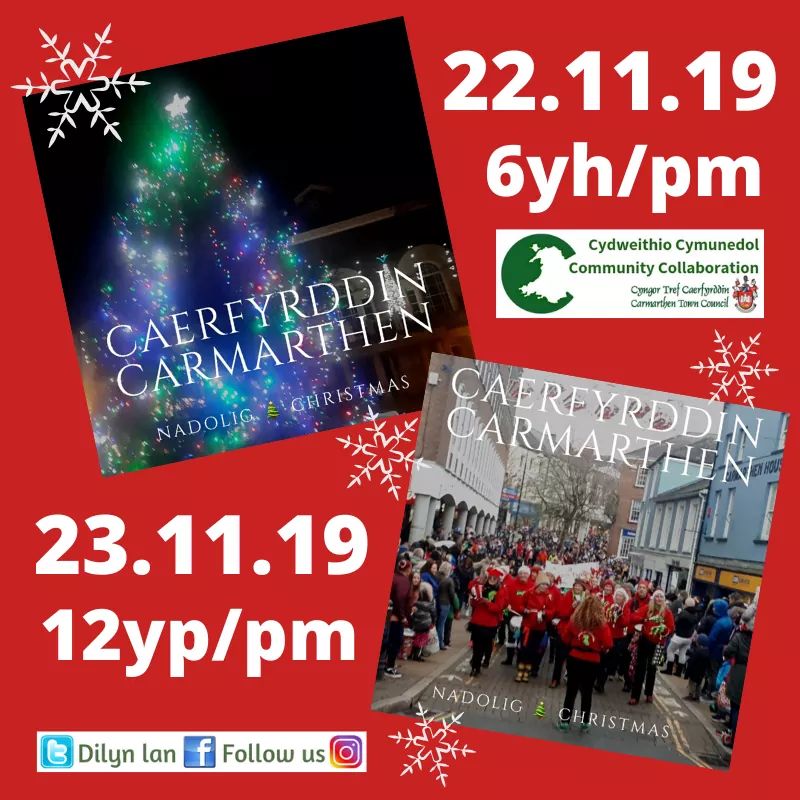 Nadolig 🦌 Christmas
Dewch i ddathlu'r Nadolig yng Nghaerfyrddin 🎅
Come and celebrate Christmas in Carmarthen 🎅
🎁🎉🦌🎅 #Nadolig #Christmas #Tachwedd22 #November22 #Tachwedd23 #November23 #Caerfyrddin #Carmarthen