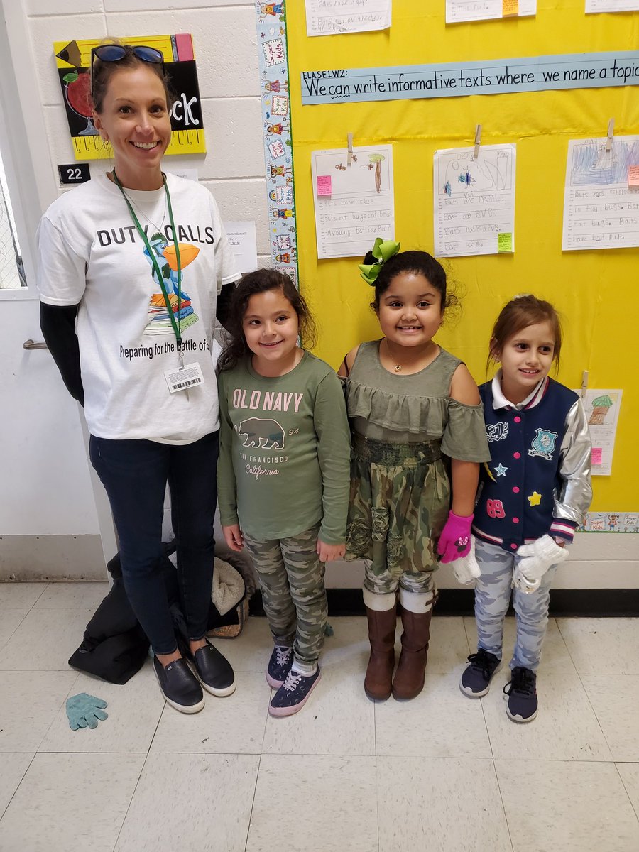 msparker912's tweet photo. PWES Duty Calls... Preparing for the battle to SUCCESS!!! Pelicans dressed in Camo-Wear today to encourage each to never give and keep going until we reach the top.@DrGilCol09  #PWES #38000reasons #publicschooladvantage #ThursdayMotivation https://t.co/Bp85fydqXW