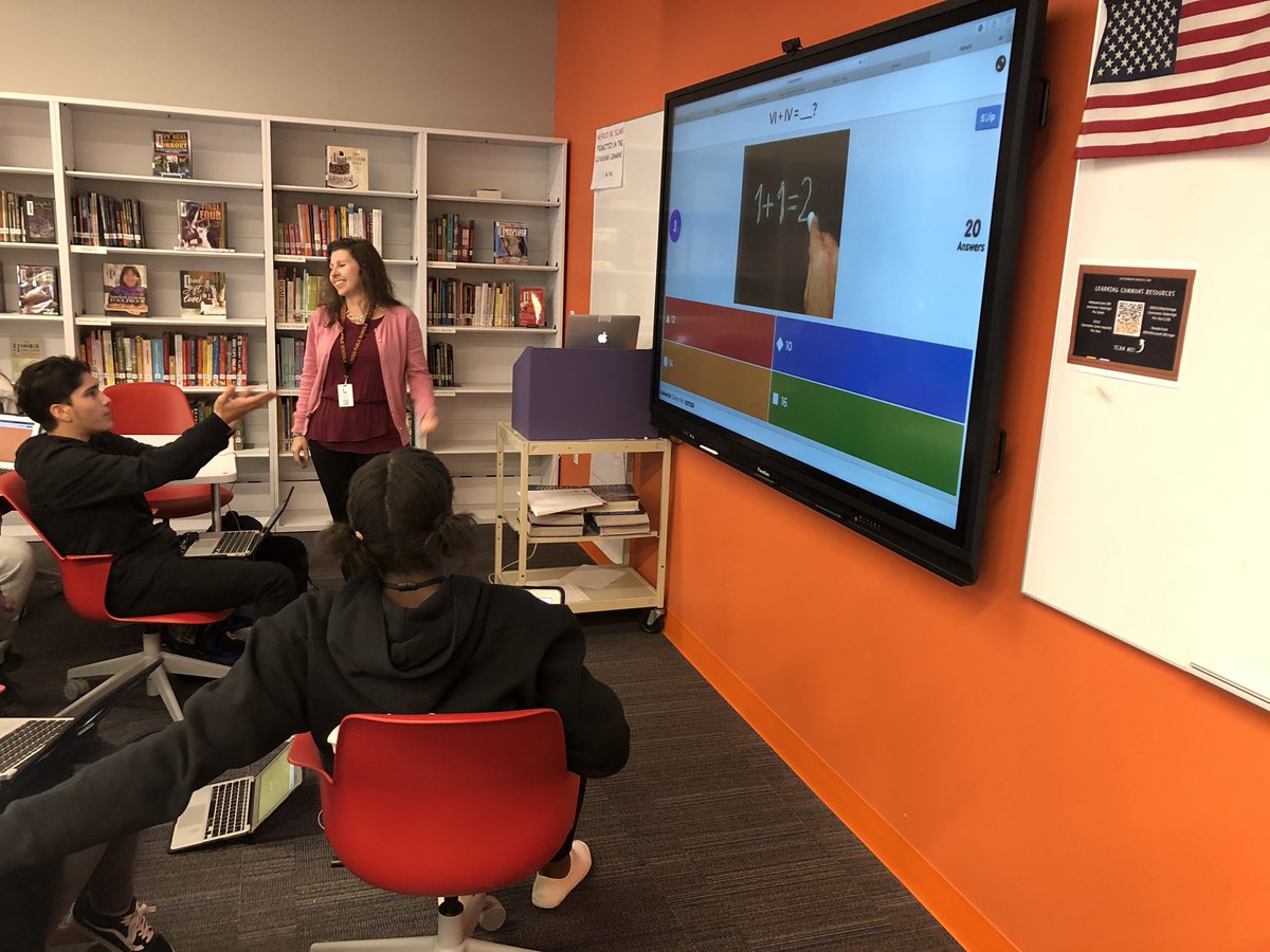 Heard a lot of commotion in the library so I had to investigate. Found @MrsMGoncalves’s Ss in the throes of a @GetKahoot battle! @LHS_NJ @LindenSchoolsNJ @LPS_SSD @AppleEDU #AcademicCompetition #DigitalAssessment #edtech #MacBookAir