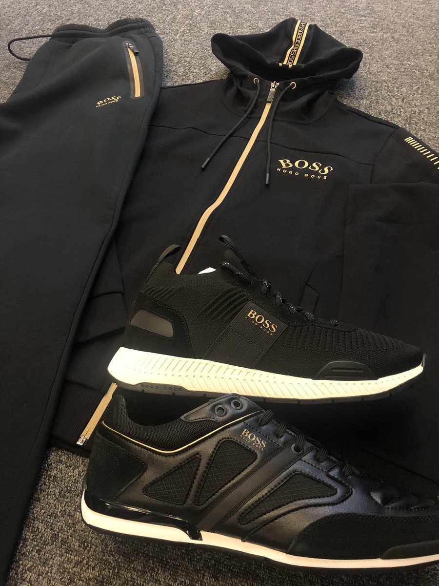 hugo boss trainers black and gold