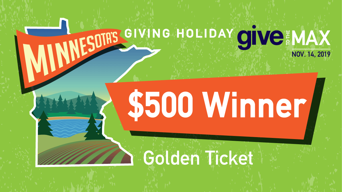 givemn's tweet photo. Congratulations! 💰@vegaproductions has won the 14:00 15-Minute Golden Ticket! Thanks to one of your generous donors we'll be adding $500 to your total for #GTMD19! https://t.co/te0yCfbDGd https://t.co/WyzhzMPXo9 https://t.co/H3SZbvjZic