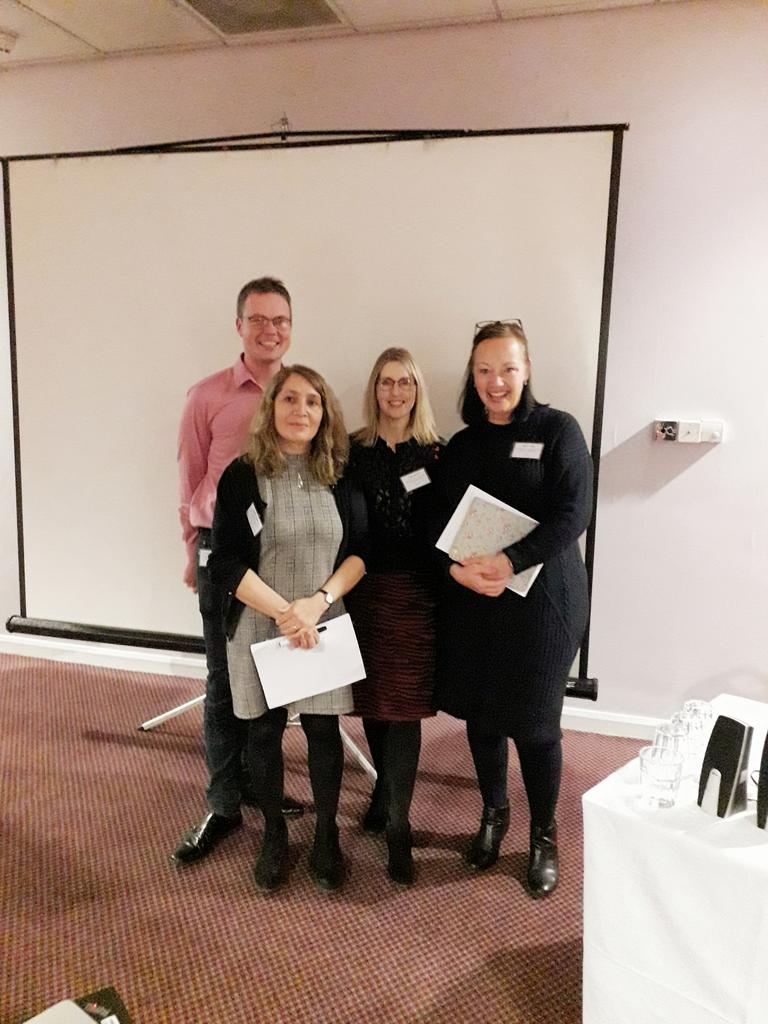 Fab 4 #Liverpool <a href="/SNSWTP/">Suffolk & Norfolk Social Work Teaching Partnership</a> ready to present <a href="/CMSocialWorkTP/">Cheshire and Merseyside SW Teaching Partnership</a> #NTPC19 thanks to lovely audience and hosts #lifelonglearning #social #work #education