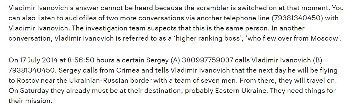 Now, the  @JITMH17 is burning a bunch of the GRU and FSB& #39;s operational methods and officers -- nothing is clearer from this than outright providing the phone numbers used by the FSB/GRU and their LDNR operatives. In 2014-6 calls for witnesses, they redacted phone numbers and IDs.