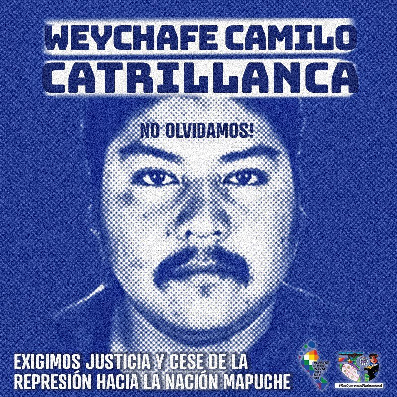 Desde <a href="/mmindigenas/">Movimiento de Mujeres Indígenas por el Buen Vivir</a>  nos movilizamos, concentración en el Obelisco #CABA a las 17hs para luego marchar al consulado.
.
No Olvidamos y exigimos justicia y cese de la represión hacia la nación mapuche.
#camilocatrillancapresente #14noviembre