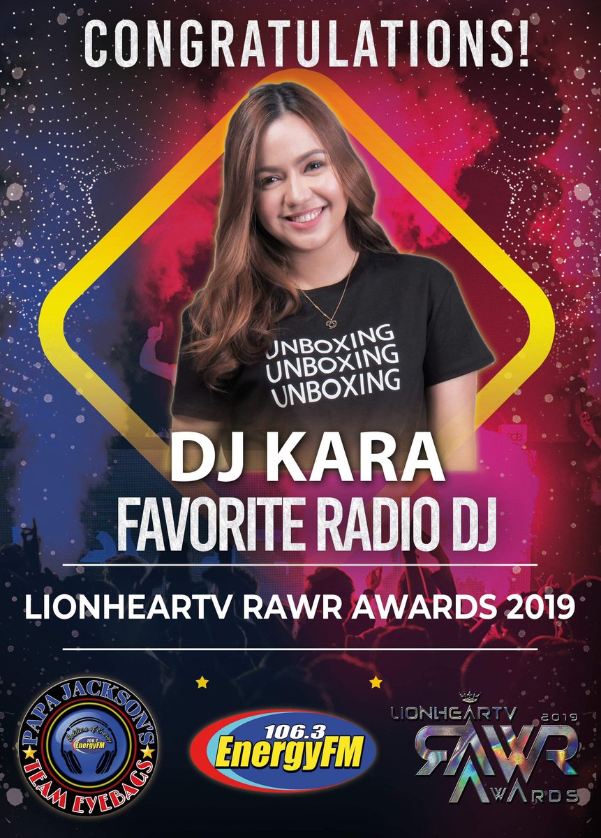 Team_Eyebags15's tweet photo. CONGRATULATIONS GANDANG KARA! 👏👏👏 
2019 LIONHEARTV RAWR AWARDS
FAVORITE RADIO DJ! 👏👏👏👏 https://t.co/viKtOWfuD5