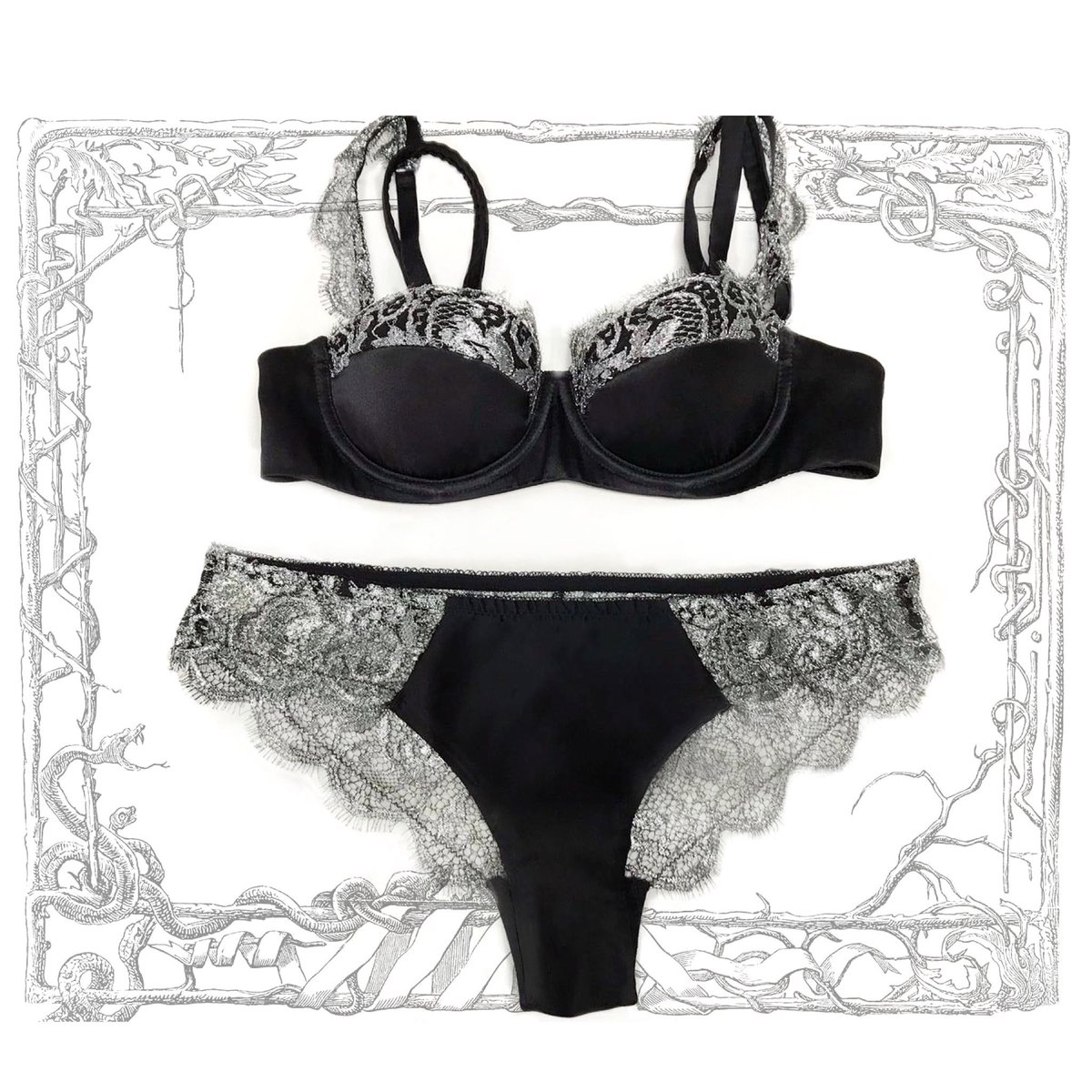 FreolicLingerie's tweet photo. This luxurious balconette bra is made of silk and metallic French lace. It comes with interchangeable straps: wide lace and narrow silk ones, which can be also worn together; furthermore, it comes with soft pad inserts. Both garments are made with double silk technic. https://t.co/UyrsUs1NmO