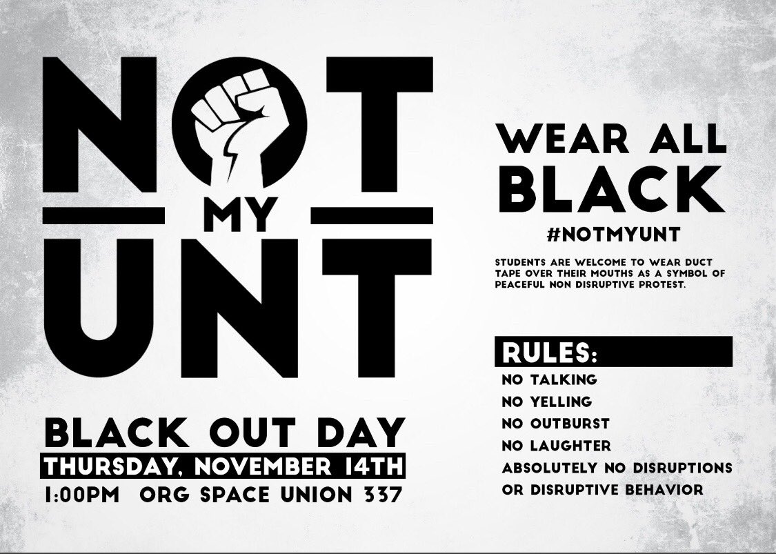 untfsa's tweet photo. The series of negligent issues at our university over the years don’t reflect our values. We will not sit back and wait until our specific community is attacked. When one is affected, we all are. We stand with our marginalized community. We stand is solidarity together. #NotMyUNT https://t.co/op0I0xp9Zb