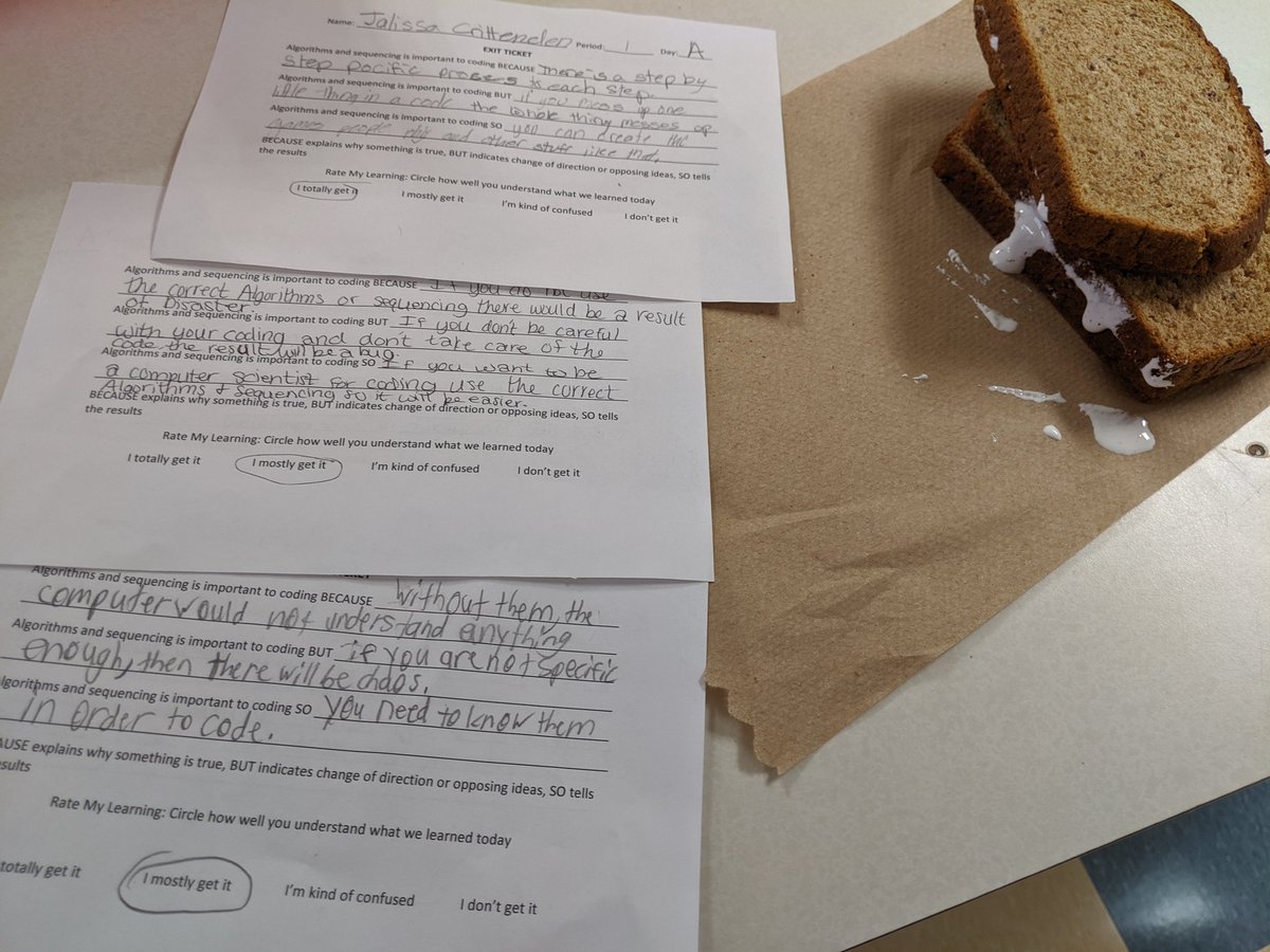 MrsFieldsHealth's tweet image. Unplugged coding success! Sixth grade is taking a messy, yet yummy, approach to sequences and algorithms! #unplugged #codingisdelicious