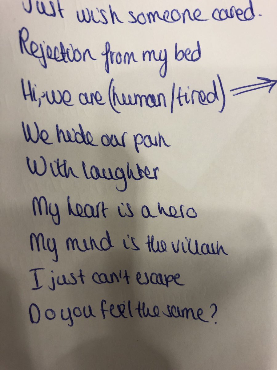 The <a href="/NewVicYT/">NewVicYouthTheatre</a> are working on autobiographical theatre at the moment and have co-written a beautiful ensemble piece this evening. Who says teenagers aren’t artists and poets?