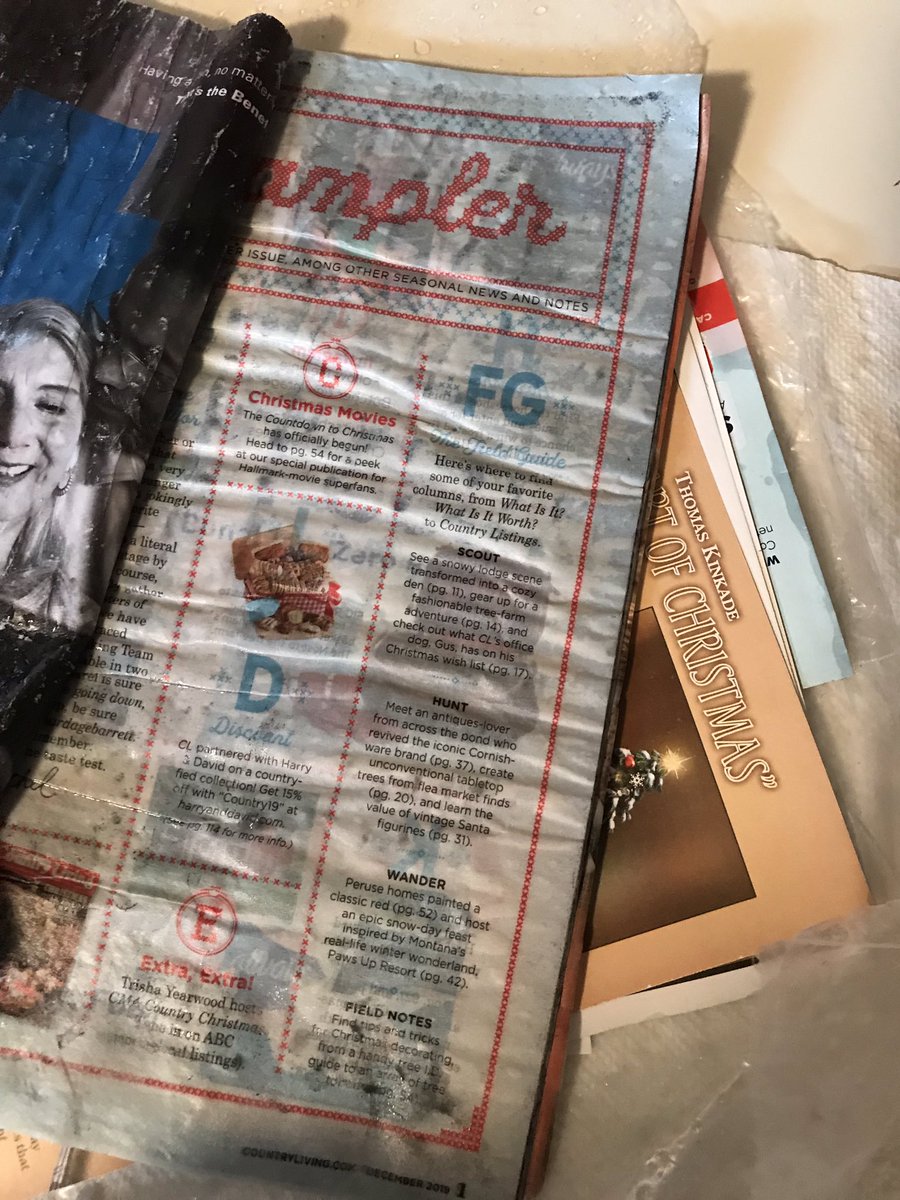 Amy_Keene_'s tweet photo. @CountryLiving magazine totally ruined by #DoorfrontDirect delivery. Nowhere near front door—in the pouring rain. The Christmas issue is my favorite! 😩😡 https://t.co/78aABsm1UK