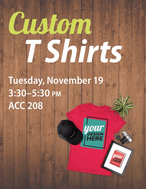 SNHUMediaDesign's tweet photo. Come design custom t shirts with us!
Tuesday, November 19
3:30-5:30 pm
ACC 208 https://t.co/hJjSW3TreT