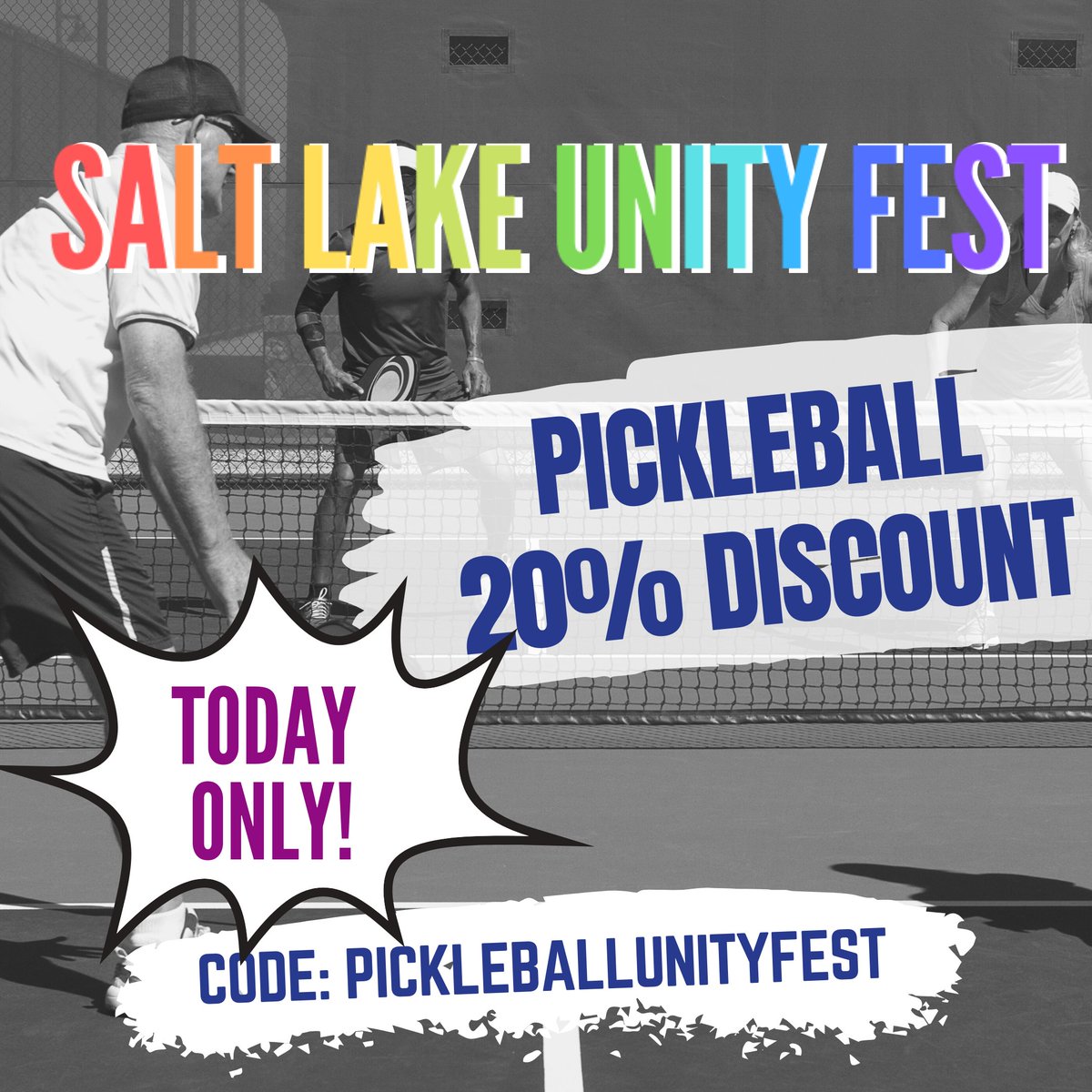 SLUnityFest's tweet image. Any pickleball players out there?!? Today is your lucky day! 

Register your team and recieve 20% off your team cost. Enter the promo code: PICKLEBALLUNITYFEST on the team registration page and get ready to compete. 

saltlakeunityfest.ticketspice.com/salt-lake-unit…