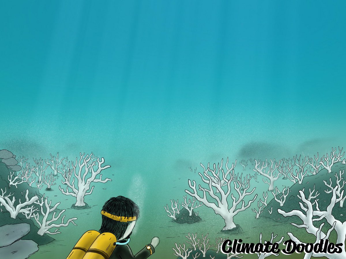 The adventurer from my @jg_mind_doodles page exploring a coral reef that’s long since died due to pollution and rising temperatures 😭 Recommended by <a href="/raynavandel/">Rayna Vandel</a> 

#art #sketch #doodle #climatedoodles #coral #reef #coralreef #nature #dying #planetearth #risingtemperatures