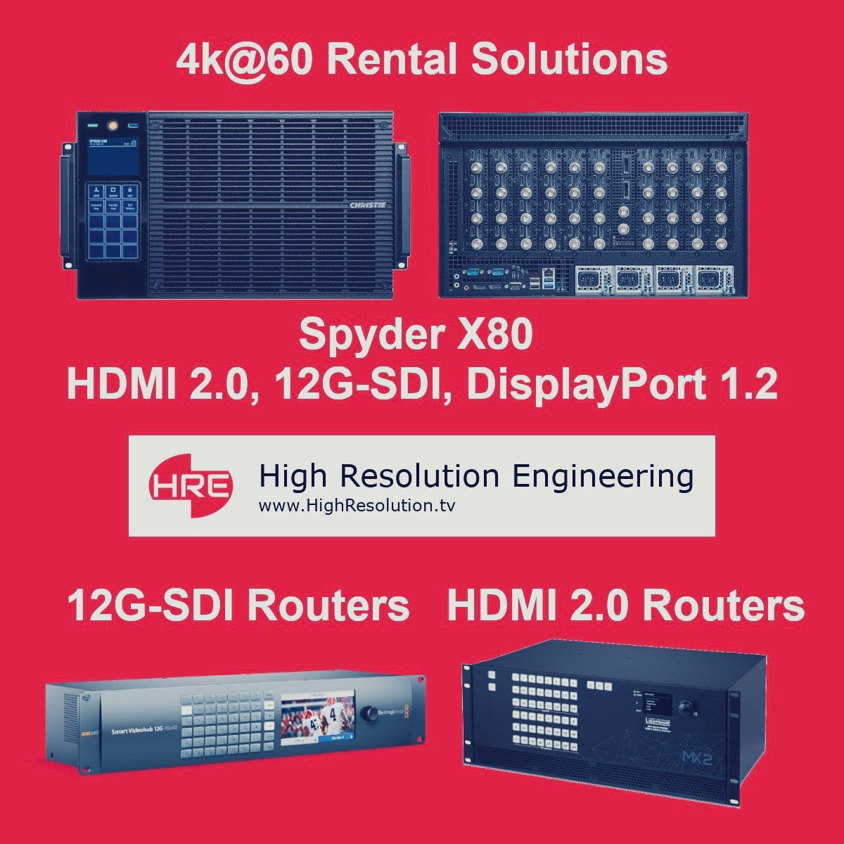 4K@60 AV rental solutions from a partner you can trust. Contact us to discuss your upcoming event and let us show you the HRE difference. #LiveExtraordinary #HREsolutions #RentAV #AVrentals #4K 
highresolution.tv/contact/