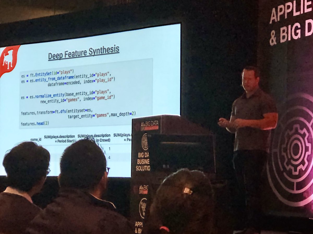 Ben Weber (@bgweber) of @Zynga deep diving on ’Automated Feature Engineering at Zynga’ using @featuretools_py and @pandas_dev, at @ai_expo. #AIandBigDataExpo