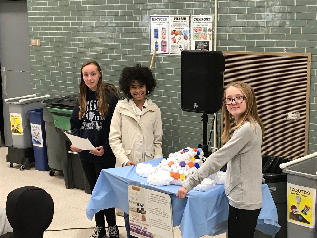 DohertyMiddle's tweet image. Student organizers of Clear Ocean present their work to peers for national Recycling Day.