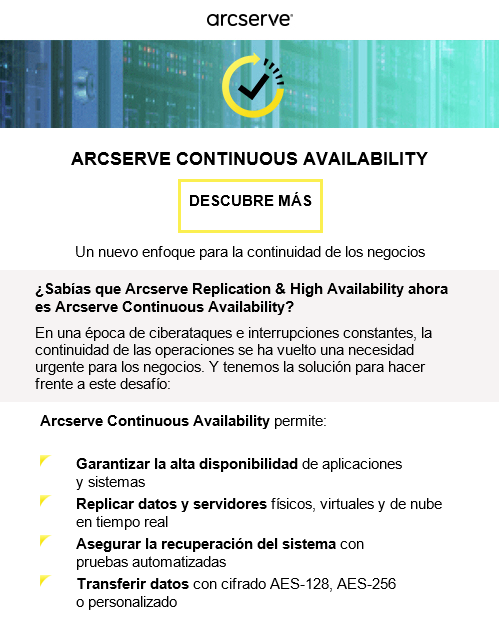 Tecnosophie's tweet photo. ยฟSabรญas que #Arcserve Replication & #HA ahora es Arcserve #ContinuousAvailability? | @Arcserve @Arcserve_LA @Arcserve_BR #Backup #Replication https://t.co/nfaLK4RPZ1