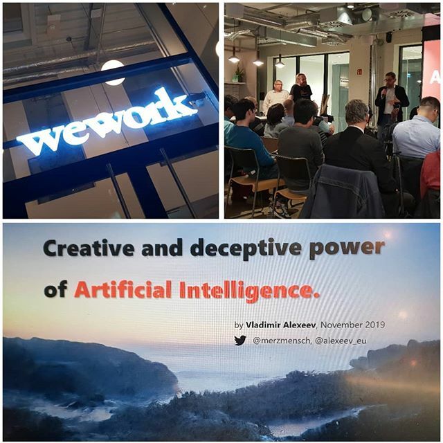 Merzmensch's tweet image. It's AI Meetup Frankfurt! Today I'm talking about #BigGAN, #GoogleDeepDream, #artbreeder and the use of #AI generated imagery. @artbreeder and friends. See you here! :) ift.tt/33PliGh