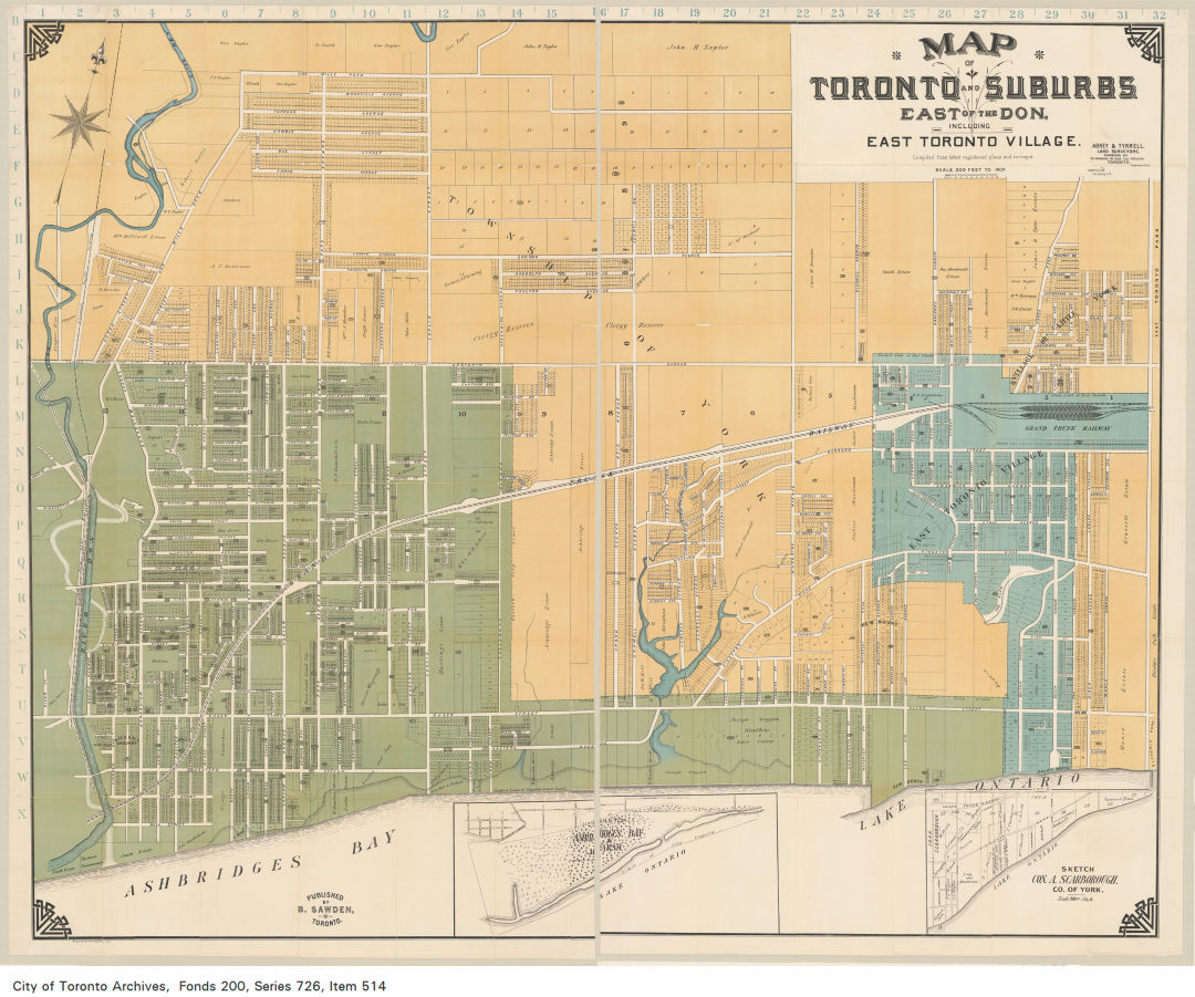 TorontoArchives's tweet photo. #DYK that the village of East Toronto was annexed to the City of Toronto in 1908? Visit our website to find out when your neighbourhood became part of the city! #MappingOldTO Map: Abrey and Tyrell, Land Surveyors https://t.co/bBxlMirl8Z https://t.co/TqvEW1IWja