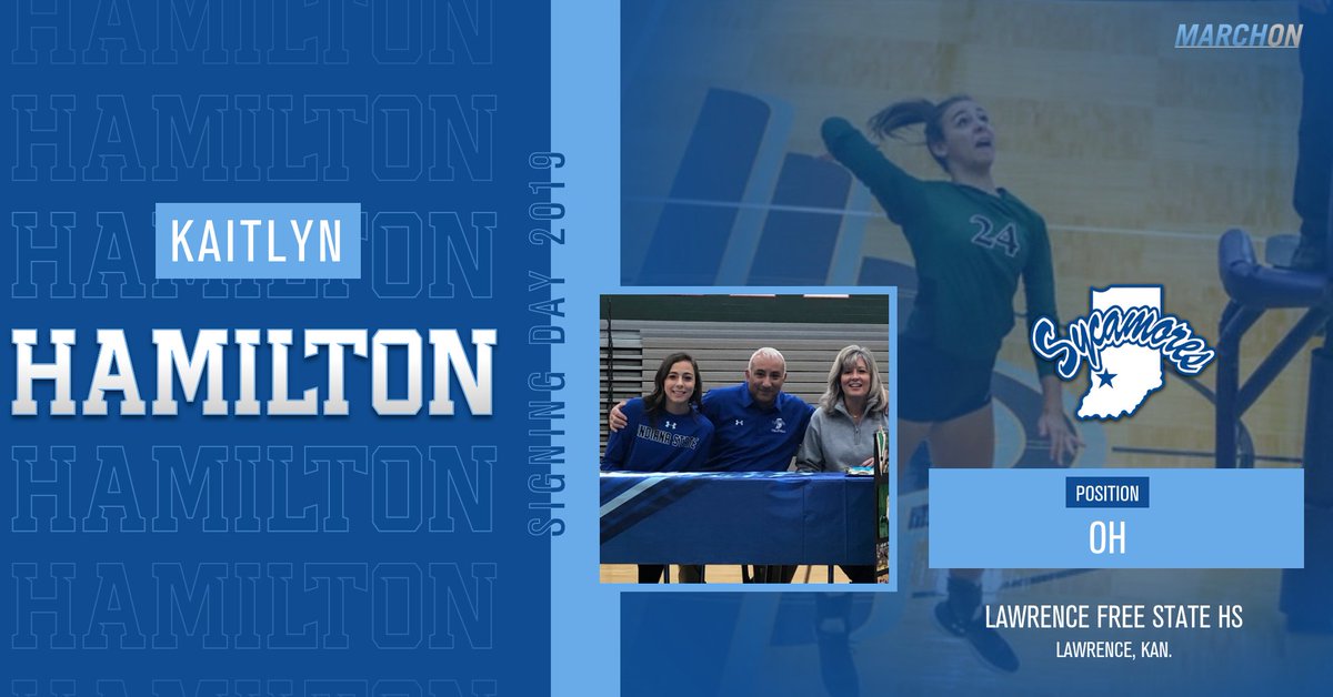 IndStVB's tweet photo. Next we're thrilled to welcome Kaitlyn Hamilton to the Sycamore Family! Kaitlyn comes to Indiana State from Lawrence, Kansas where she played for Free State HS! 🌳 #MarchOn https://t.co/nvvwWU5Use