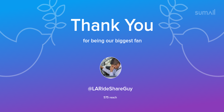 Our biggest fans this week: LARideShareGuy. Thank you! via sumall.com/thankyou?utm_s…