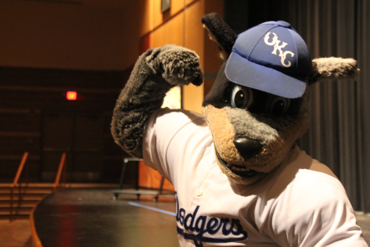 OKCPS's tweet photo. We're live at Douglass HS for the #OKCPSKeyBee! Brix from the @okc_dodgers is here to get our students &amp; families ready! https://t.co/7Jrl69fAwP