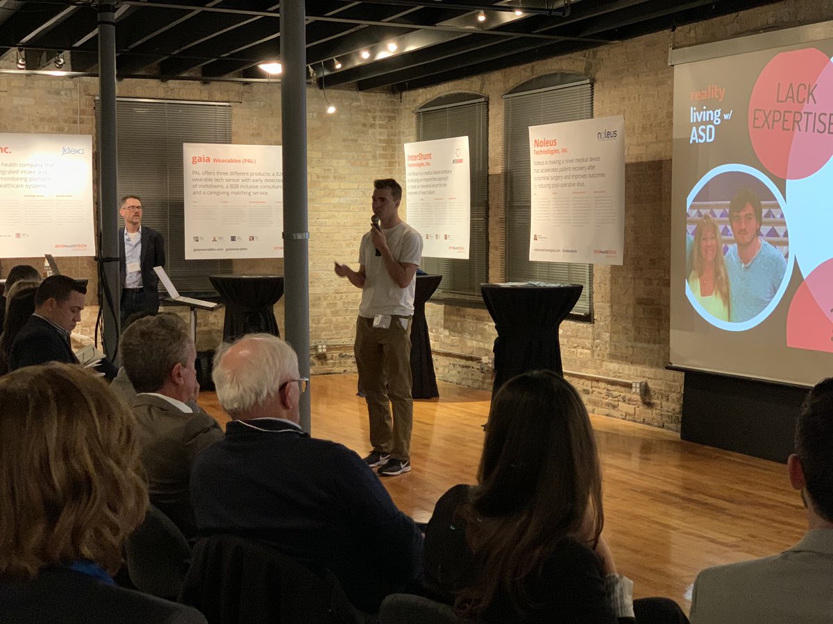 Now we have @GaiaWearables whose products support caregivers and families within the autism community. They have three products and are looking to expand to other cities and continue development. Vote in with #InsightHealthTECH19 if they’re your people’s choice!