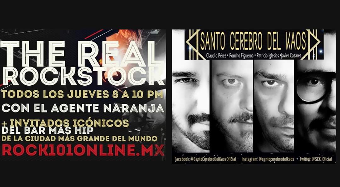 AgenteNaranja's tweet photo. Hoy jueves de 8 a 10 pm CDT conéctate a @r101ck y ven a #TheRealRockStock ESTA NOCHE las anécdotas de dos integrantes ex @SantaSabinaOf (Poncho, Patricio) uno, ex vocalista de #RadioKaos y ahora @botasnegras  y otro ex  #VictimasDrCerebro los cuatro ahora como @SCK_Oficial https://t.co/E4hqw3WEhK