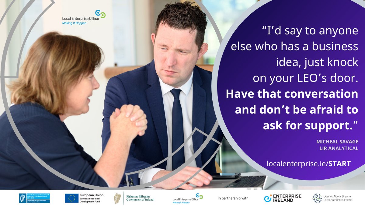 LocalEnterprise.ie (@loc_enterprise) on Twitter photo “I’d say to anyone else who has a business idea, just knock on your LEO’s door. Have that conversation & don’t be afraid to ask for support."
Wise words from Michéal Savage who is #MakingItHappen with <a href="/LirAnalytical19/">Lir Analytical</a>
Register for support for YOUR biz at buff.ly/31dyNNV “I’d say to anyone else who has a business idea, just knock on your LEO’s door. Have that conversation & don’t be afraid to ask for support."
Wise words from Michéal Savage who is #MakingItHappen with <a href="/LirAnalytical19/">Lir Analytical</a>
Register for support for YOUR biz at buff.ly/31dyNNV