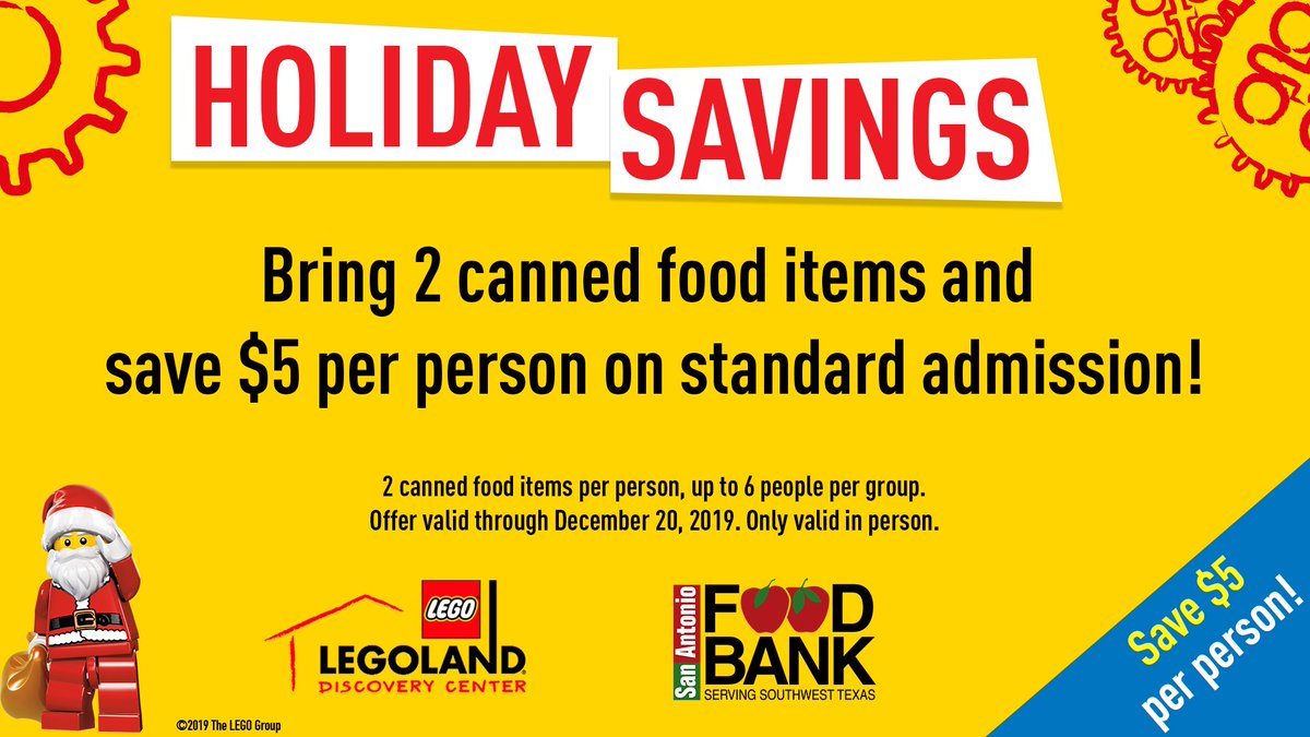 LDCSanAntonio's tweet photo. Don't forget to bring in two canned food items to receive $5 off one admission ticket! Please note, 2 canned food items per person, up to 6 people per group! This offer is valid through December 20th! All items will be donated to @safoodbank #SharingisCaring https://t.co/8SCucOF2gs