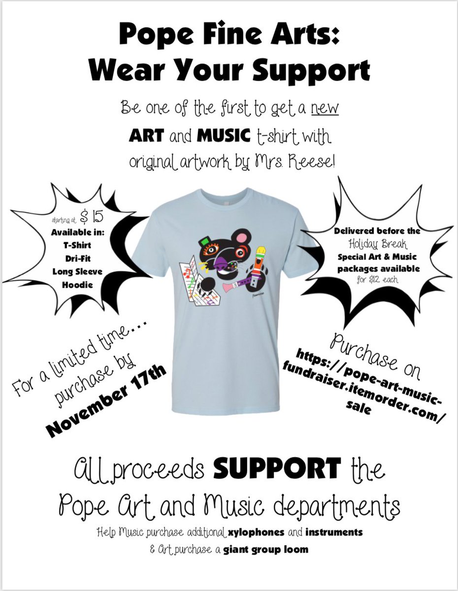 ONLY FOUR DAYS left to order your "Pawcasso" t-shirts to support the Pope art and music programs. Please visit …pe-art-music-fundraiser.itemorder.com/sale to order your's today! <a href="/popepanthers/">🅟🅞🅟🅔  🅟🅐🅝🅣🅗🅔🅡🅢</a>