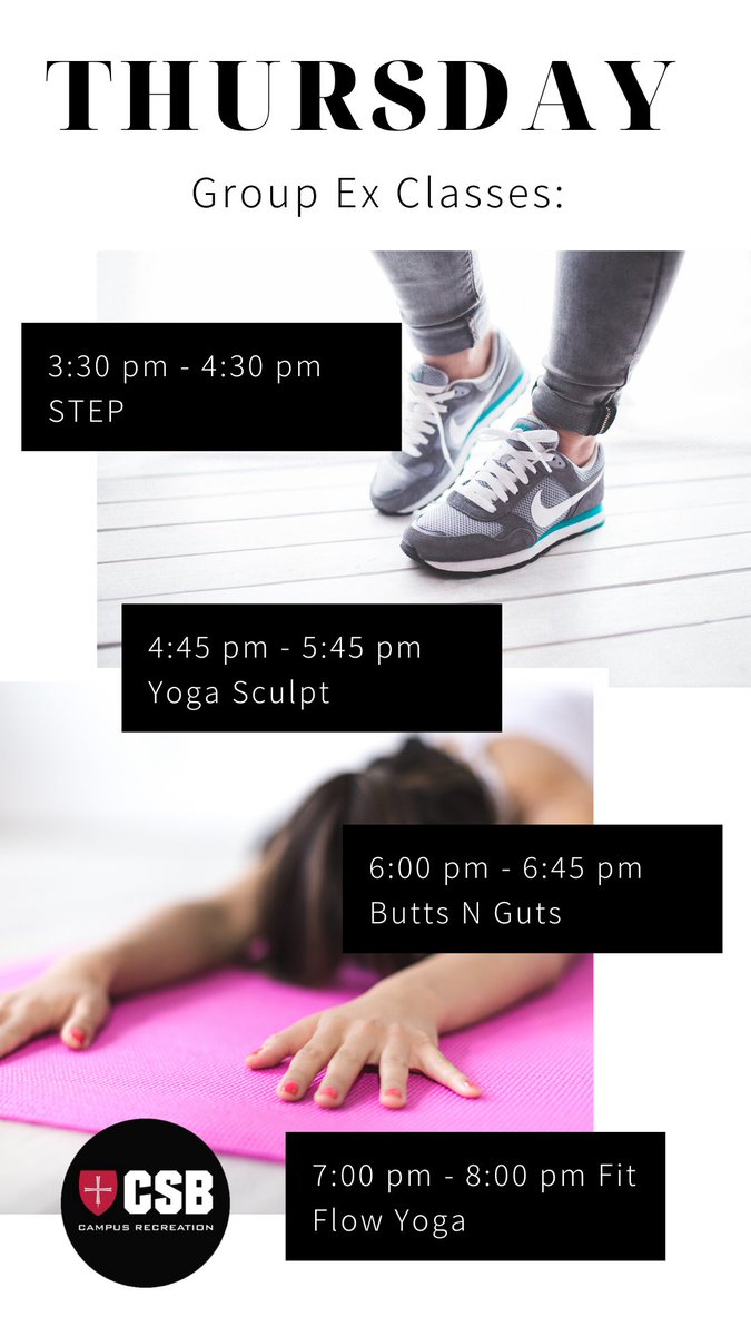 CSBrec's tweet image. Join us TODAY in the group exercise studio!