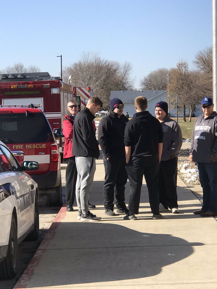 SB_FireRescue's tweet photo. Sergeant Bluff Fire Rescue members wishing good luck to member @carsongaul while waiting to escort the SBL Football team out of town for their semi-final game at the UNI Dome https://t.co/1PlX46tkv9