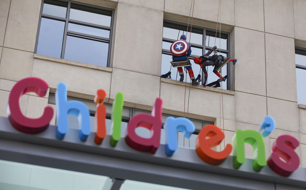 lehighvalley's tweet photo. Superheroes pop-in on children at Lehigh Valley Reilly Children’s Hospital (PHOTOS) https://t.co/g4YNFnR5PX https://t.co/zNs3UnWiH5